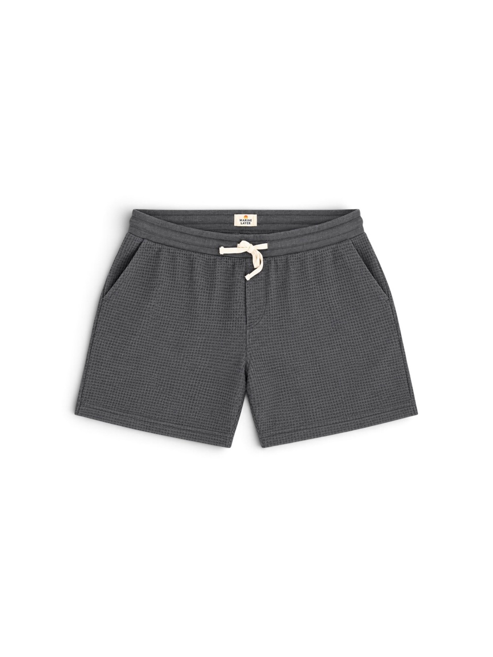 Marine Layer Charcoal Waffle Knit Drawstring Shorts